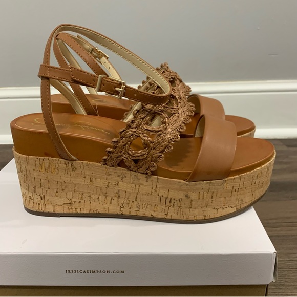 Jessica Simpson Brown Callri Wedge Sandals Size 10 - Picture 9 of 13